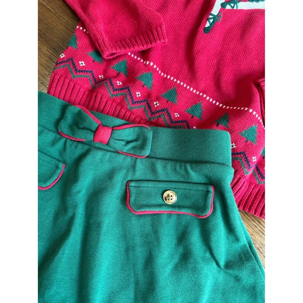 Gymboree Girls Red Nutcracker Mouse Sweater & Green Skort Set Size 8 Holiday